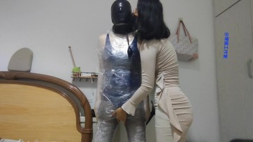 【狸猫工作室】最狠zhi息？挑战在彻底密封的情况下全包头：三层丝袜头套+打包膜+胶带+乳胶zhi息项圈+热缩袋