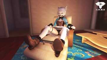 【大树菇娘】《黛薇奈缚置调教记》，唯美国产CG动漫作品，西式二次元风格美少女室内沙发拘束放置+AM棒+炮机调教