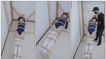 【冷与贝】白丝/体操服/双马尾妹妹躺长凳捆绑紧缚放置震动调教，后半段竖起来戴口球欣赏口水失控