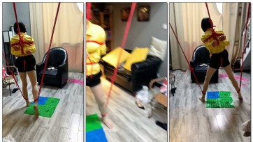 【伍点睡】小伍约绳 双脚不能沾地的感觉，很刺激