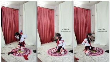 【坎喵】绝望的自缚-白丝过膝水手服JK日式折腿驷马悬吊