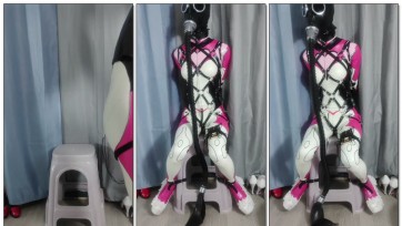 【Kigurumi】妲己胶衣第二弹，椅子拘束呼吸面具，充气口塞玩弄