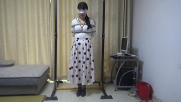 【新月原创】【玉箫】站缚 经典花裙子+胸缚吊绑站立挣扎