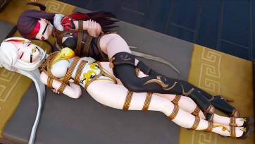 【3D动画】【原神】凝光捆绑-旗袍-金色高叉装-和北斗贴贴