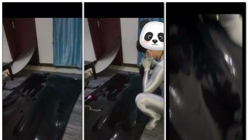 【Lebao】「黑色油亮紧身衣+真空床调教+乳胶呼吸袋」女友被调教到哭+真空床入体套（真空床进出全过程）震动玩具+呼吸袋