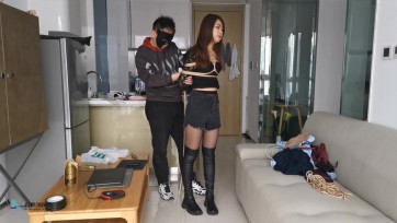 【JS】瑾萱 黑丝过膝长靴 全身密集捆绑 DD刺激呻吟