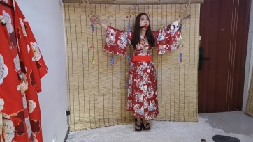 【JS】曼文 和服双手吊捆绑 手部变色 口球堵嘴