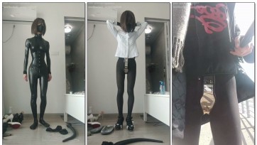 【waprophet】胶衣45厘米g塞jk贞操带裸露外出，楼道拔出g塞