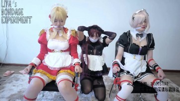 【莉雅】斯卡哈的女仆教室 口球、拘束、固定、紧缚、棒子、蛋蛋、丝袜堵嘴、蒙嘴、勒嘴、丝袜套头、呻吟、双人口球、百合