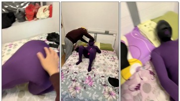 【我家胖妞】第九集 第一视角zentai全包紧身衣初体验！棒棒自嗨到顶峰！