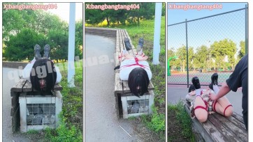 【糖糖工作室】（脱缚训练失败惩罚）JK伪娘长椅M腿折叠捆绑+口球电击无法逃脱，最后震动棒强制高潮