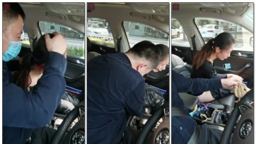 【绳之韵】阿静户外：车内小玩（DD塞入，脱裤股绳固定，后吊小高手无罩绑，口球和嘀嗒的口水，车内简单TJ游戏，暖暖的春阳下，在车里的狭小空间里面逗弄和折腾一个娇羞的小女生，感...