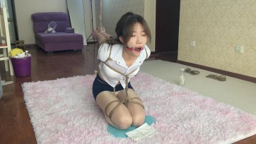 【贝特原创】琪琪直臂跪缚后手吊放置 双环口枷流口水