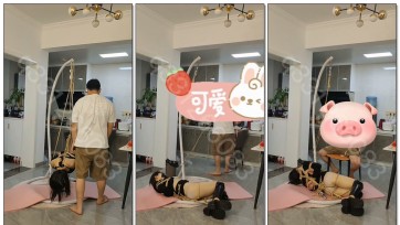 【欢乐谷原创】蒙面大叔吊绑长腿mm