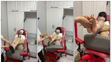 【达芬奇原创】00后jk少女八爪椅吊脚tk脚心 丝袜＋裸足