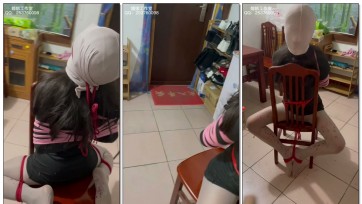 【媚娘工作室】椅子上的M 拖到门口 开门调教 塑料袋套头 蜡烛滴蜡