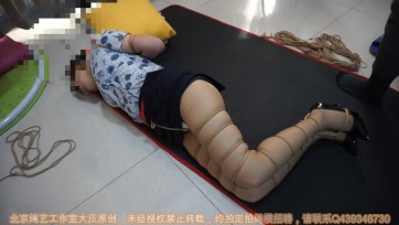 【北京绳艺馆】东航空姐棕丝黑高超紧观音多股超紧并腿缚 3