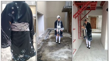 【新月原创】【玉箫】 COS春日野穹 外出天台镣铐行走+口球+td+白丝高跟 满满的羞耻感