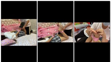 【达芬奇原创】入室绑架jk大一女学生驷马捆绑挠脚心逼供