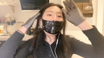 【默示录】【小G】戴上口球后，这一次轮到了小G自己玩，黑色胶带贴，满半张脸，卸下口球的时候，已经流不停~