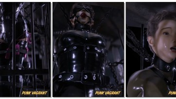 【3D动画】《被囚禁在地牢里GC失禁了》，CD双男M、乳胶衣、单手套、束手袋、马具口塞、CB锁、ZD蛋BDSM