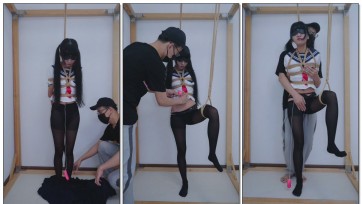 【冷与贝】双马尾JK妹子单腿吊震动调教