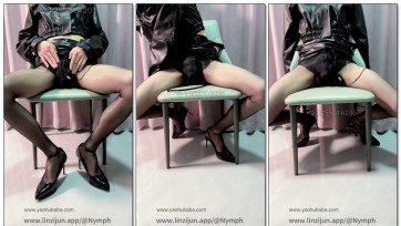 【Nymph】性感高跟黑丝短裙机车，椅子扎带自缚，震动训练套，六个震动弹强震，一会就不行了