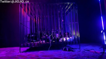 【JIOJIO】线下牢笼拘束放置过夜记录 M腿拘束 定时震动 真实调教
