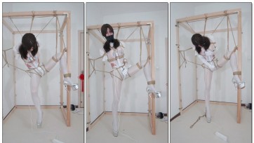 【冷与贝】《伪娘绳奴潇潇》04白色油光丝袜紧身衣单腿吊榨精