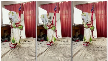 【坎喵】原神cos-草神纳西妲白丝折腿跪吊-膝盖踮地痛苦不堪