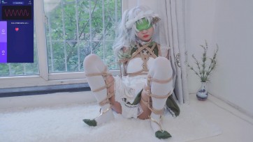 【冷与贝】草神女仆装COS捆绑，遥控振动器，M开腿口球窗台紧缚捆绑