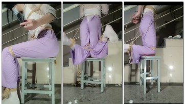 【伪娘小鱼】楼道折磨，带锁挣扎，痛苦吊缚，事后浑身红肿，最后的社死挑战