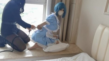 【hx0532】私下自我安慰的女仆被主人发现并调教。女仆装+调教+TK+捆绑+啤酒灌肠