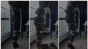 【Toph】束腰连体衣黑丝后手缚