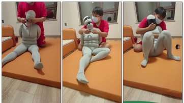 【旺仔原创】胶带窒x，灰色全包衣加口球，生气崩溃挣扎