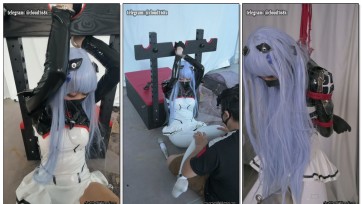 【惩戒学园】木马调教 竖屏作品 少女前线 子夜福音 HK416 木那调教 木枷调教 鞭 强膏 固定放置 强高放置 开腿铁枷 虐腹